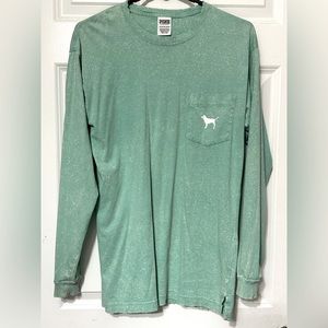 VS pink cute Green Distressed long sleeve